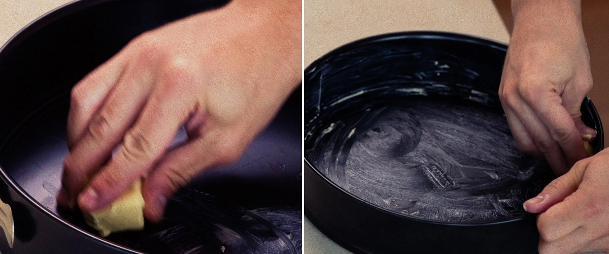 Egy kapcsos tortaforma kivajazása, első lépés egy házi cannabis space cake sütéséhez